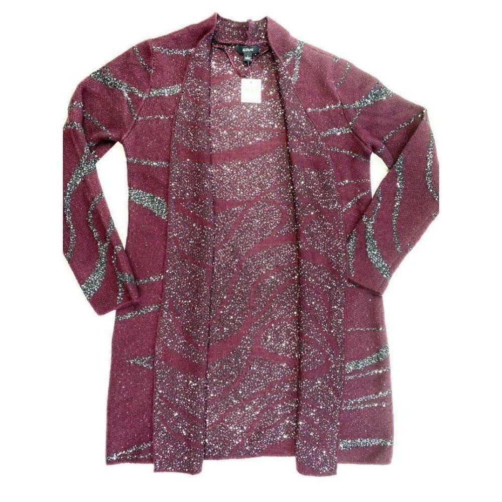 Alfani Cardigan Sweater Small Open-Front Sequins - Picture 2 of 8